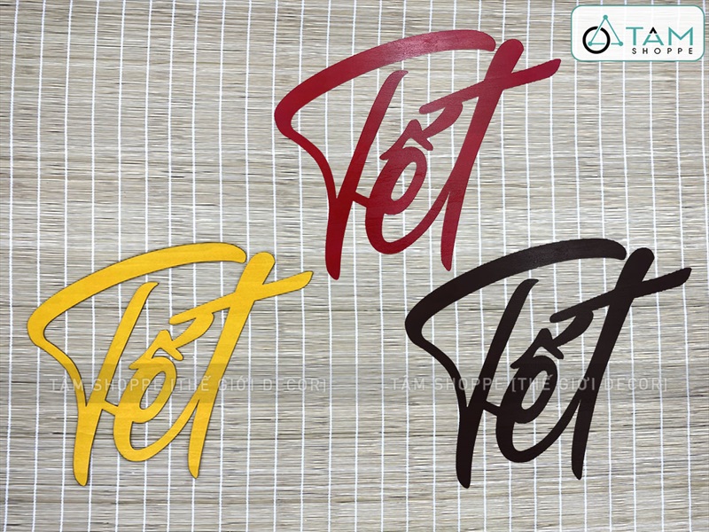 Chữ Tết thư pháp cỡ lớn bằng gỗ 55 - 70cm Kiểu 2 [Gỗ nhẹ - 1 - 2 lớp] CHU-GO-21